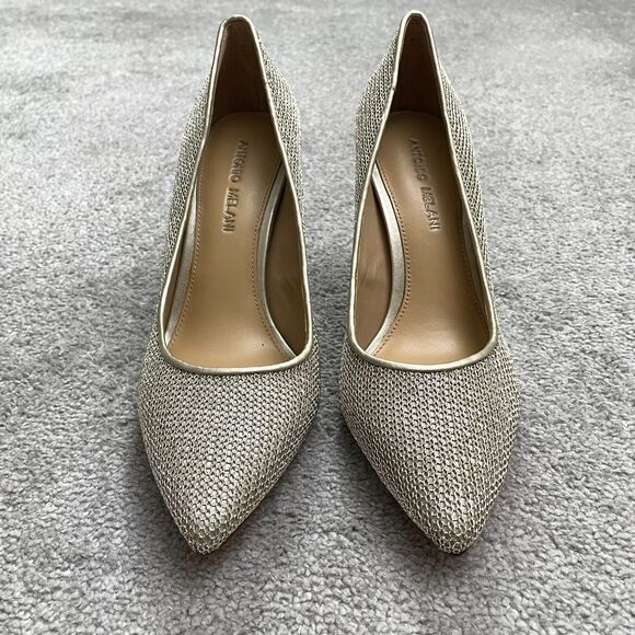 Antonio Melani Gold Sparkle Metallic Pointed Toe Heel Pump Womens 8.5M Elegant - Picture 5 of 14